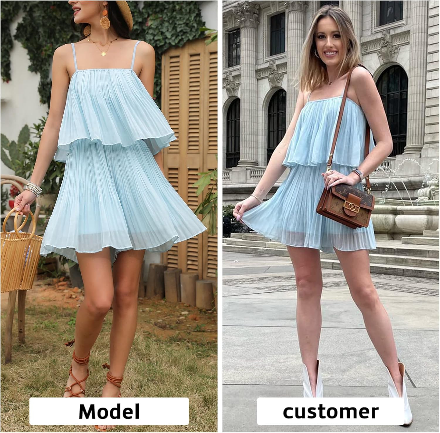 EXLURA Womens 2026 Summer Romper Dress Spaghetti Strap Pleated Beach Vacation Outfit Fashion Cruise Short Jumpsuit Outfits - Image 2