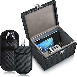 CSL - Keyless Go Schutz Box - NFC RFID Faraday Box, Abschirmung Blocking Autoschlüssel, inkl. 2X Schlüsselstaschen Hüllen...