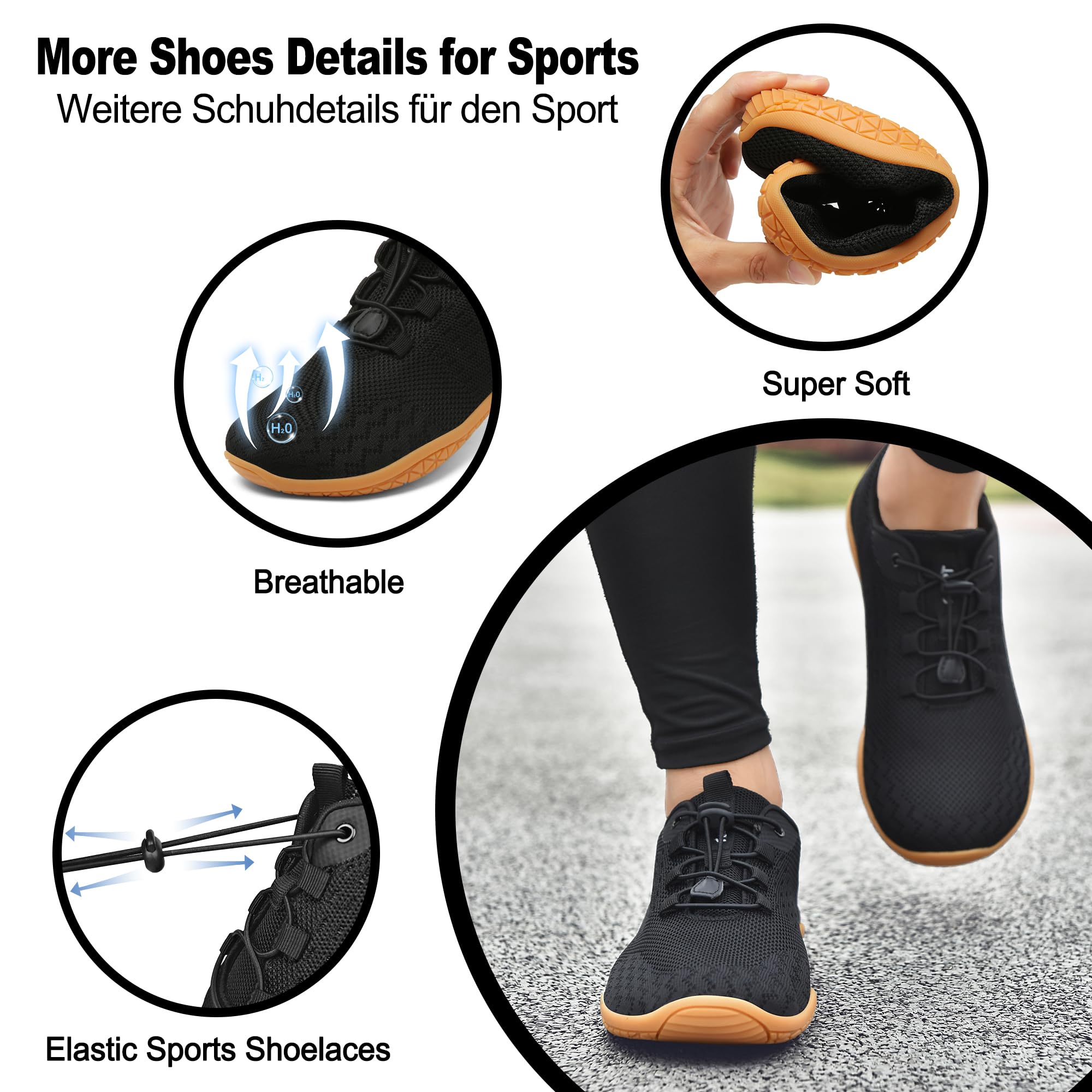 Geweo Scarpe Barefoot Minimaliste Donna Uomo Comode Scarpe Sneakers con Punta Larga Scarpe Trail Running Leggero Scarpe Palestra Camminare con Suola Zero Drop Barefoot Shoes Unisex 37-47EU