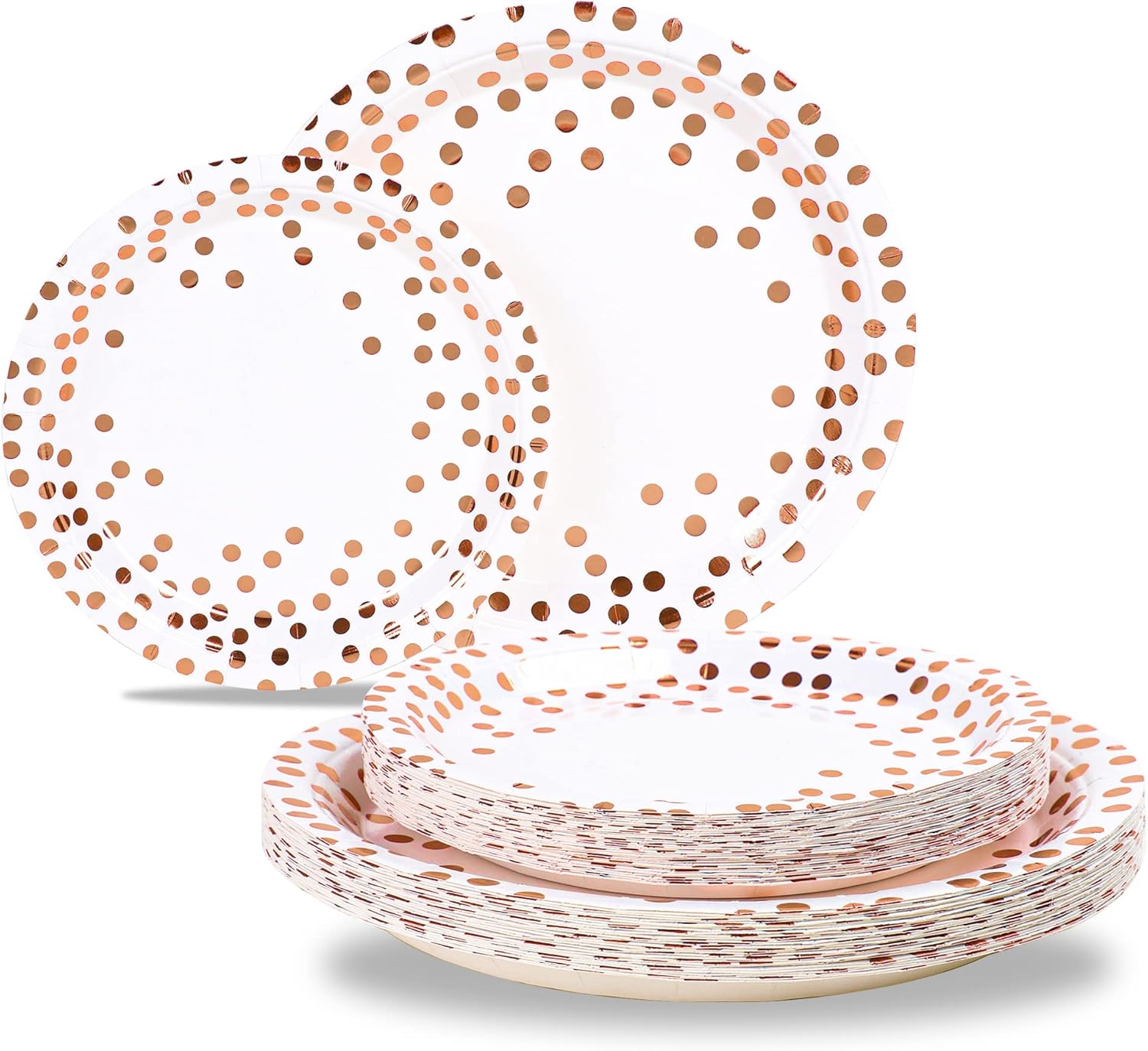 Pack of 100 Rose Gold Paper Plates Disposable Party Plates