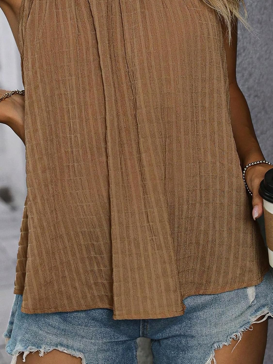 SweatyRocks Women's Summer Tank Top Spaghetti Strap Pleated Camisole Sleeveless Loose Cami Tops - Image 5