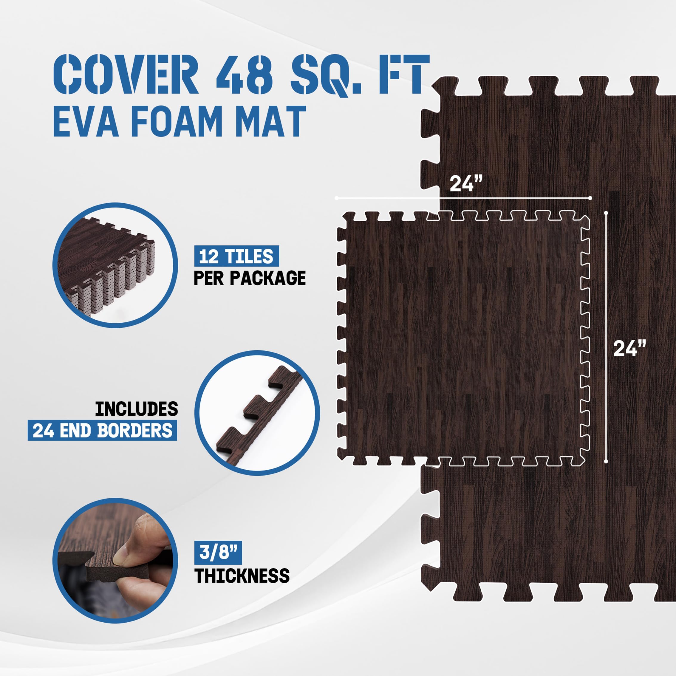 Yes4All 60x60 cm fino a 11,1 m² Set 6/12/30 Piastrelle per pavimenti in schiuma EVA, tappetino in schiuma, tappetino per palestra, tappetino ad incastro per garage, piscina all'aperto