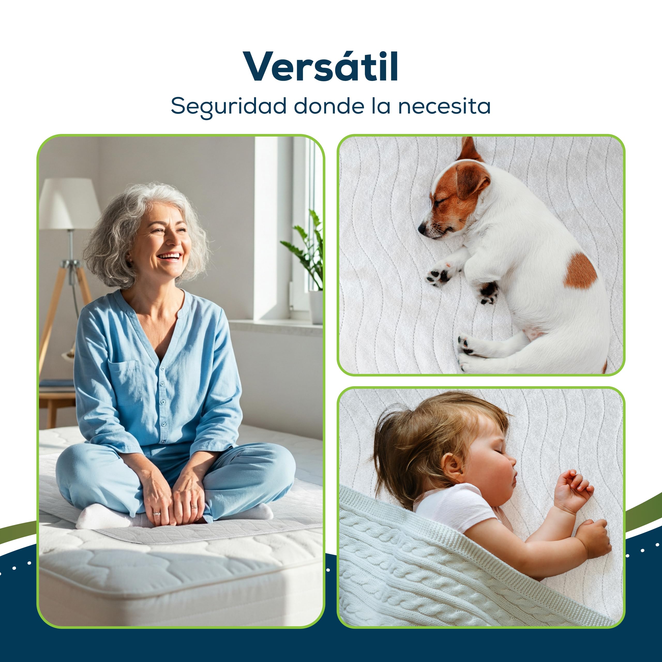 Sensalou Empapador Cama Lavable 75x90 cm – Pack de 2 Protectores Impermeables Reutilizables – Protección Higiénica para Incontinencia, Bebés, Adultos y Personas Mayores – Oeko-Tex