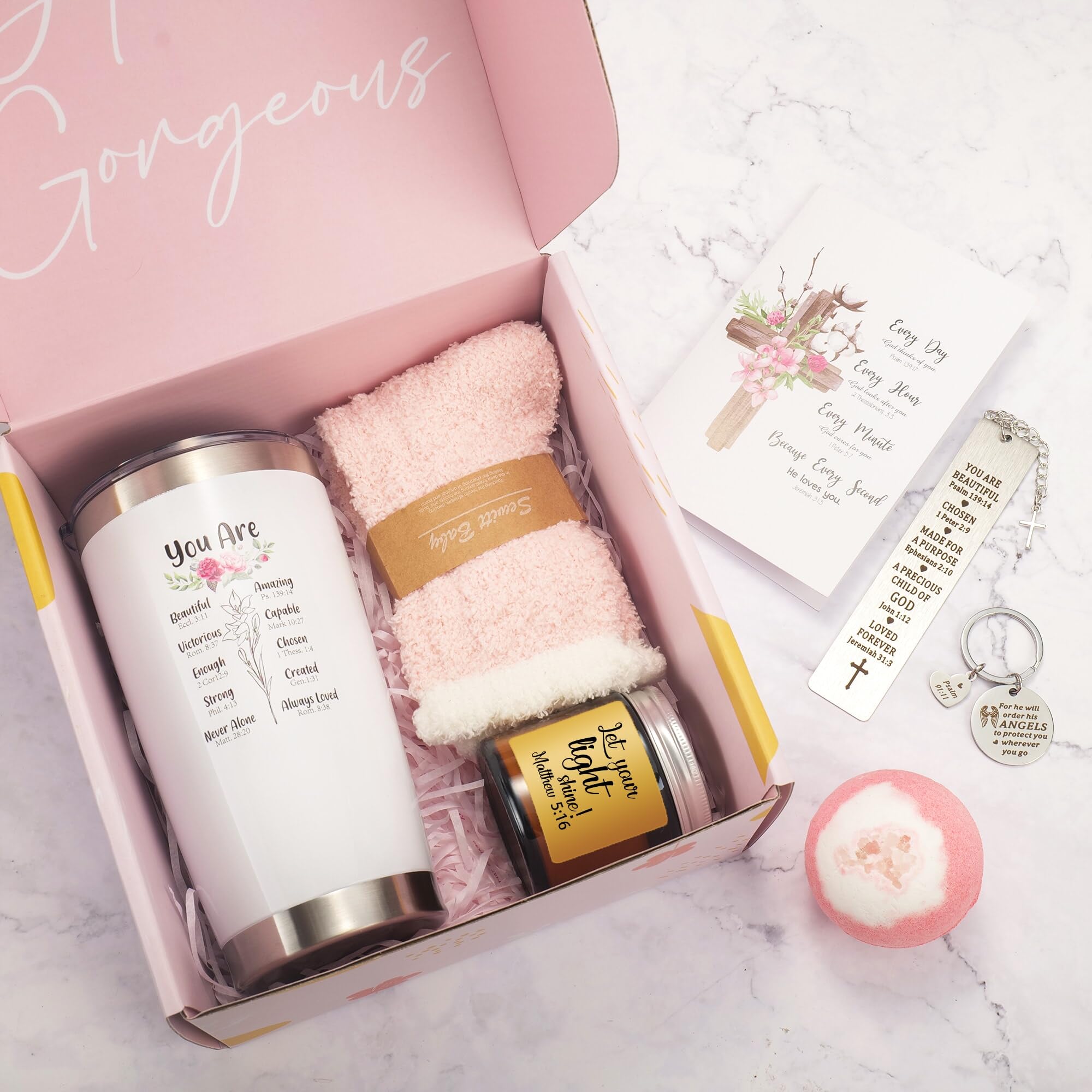 Christian Gifts For Women, Religious Gift, Christian Mothers Day Gifts For Women Faith, Birthday & Inspirational Spiritual Present For Mom, Bestie, Bff, Sister With Spa Set, Tumbler, Candle, Socks