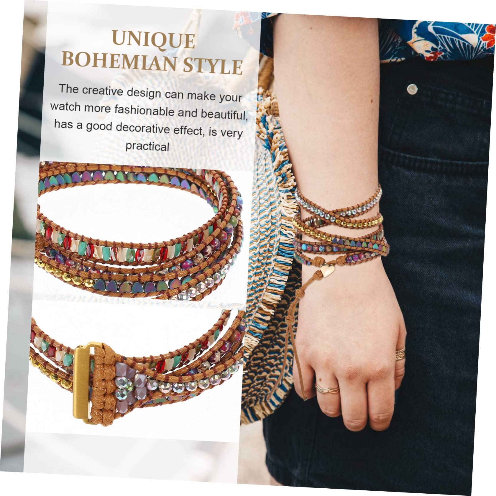 Uonlytech 2pièces Bracelet Montre Pierre Naturelle Pour Élégant Et Décoratif Facile à Installer Confort Optimal Pour Style Unique
