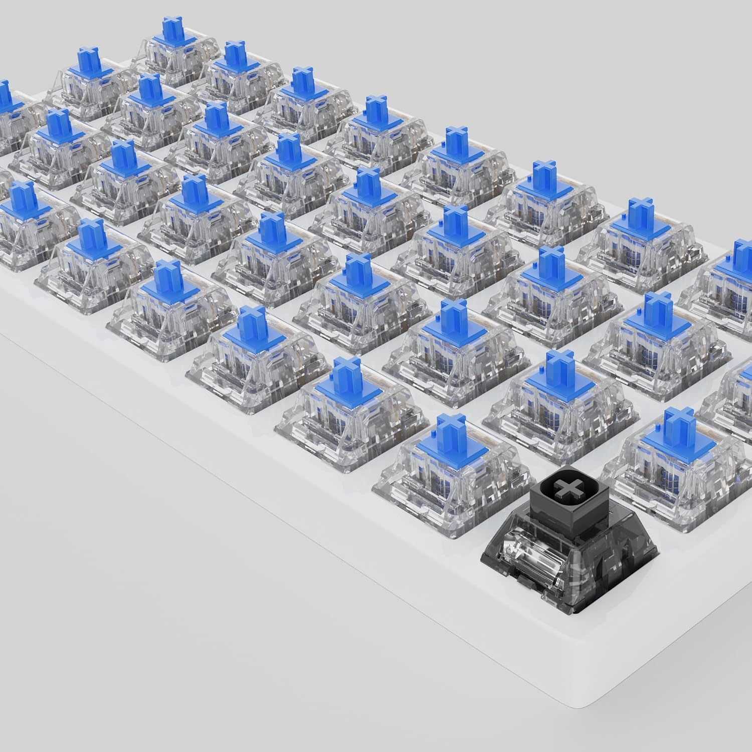 Zhouwang 35 Crystal Blue Switches,1 Kailh Box Experience Pack Switches,Dustproof and Waterproof,Crisp Click,Suitable for clicker for 3D Prints and MX Gaming Mechanical Keyboards - 7