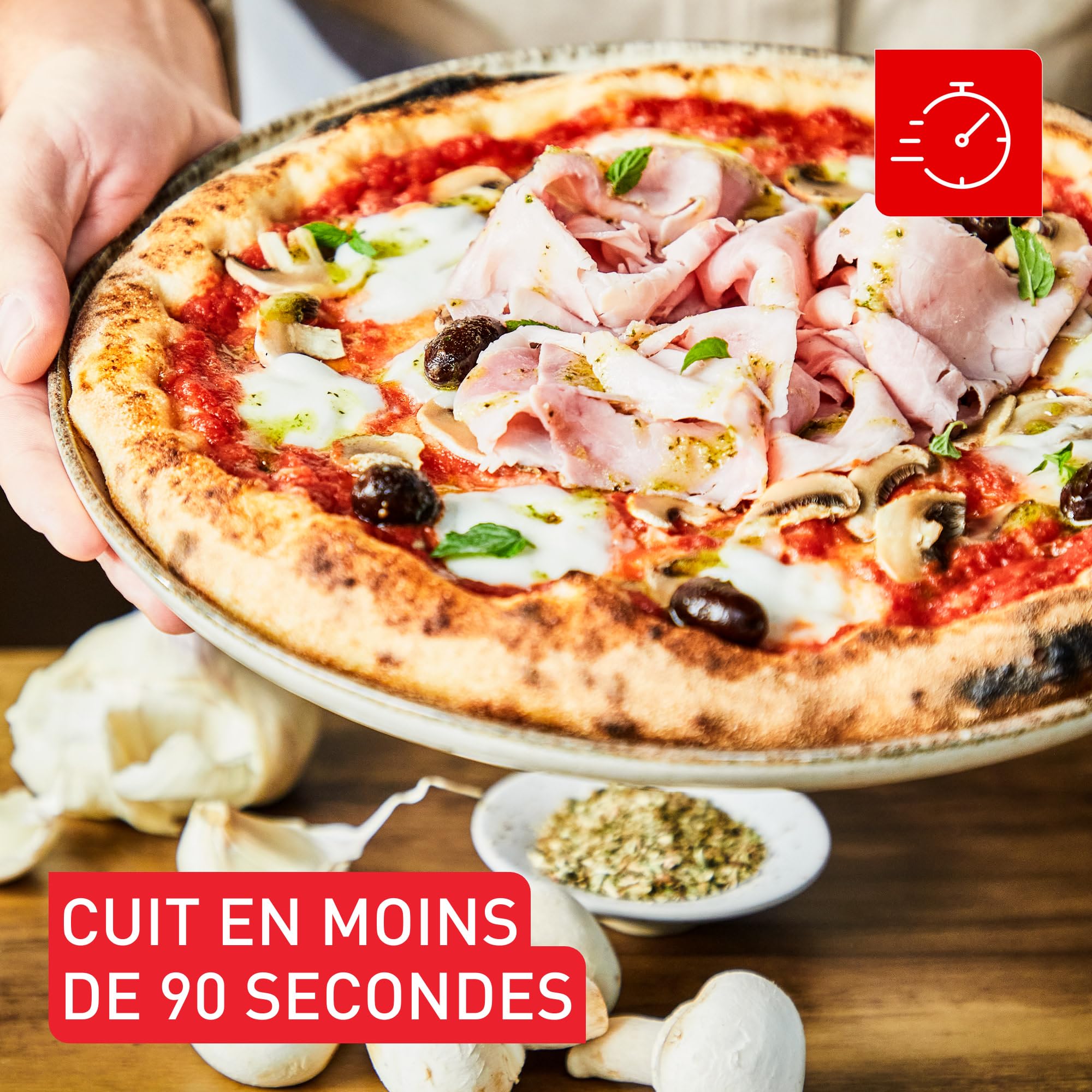 Tefal Pizza Pronto Four à Pizza Extérieur Gaz Pierre Rotative 360° Cuisson Uniforme 90 Secondes Housse Flexible