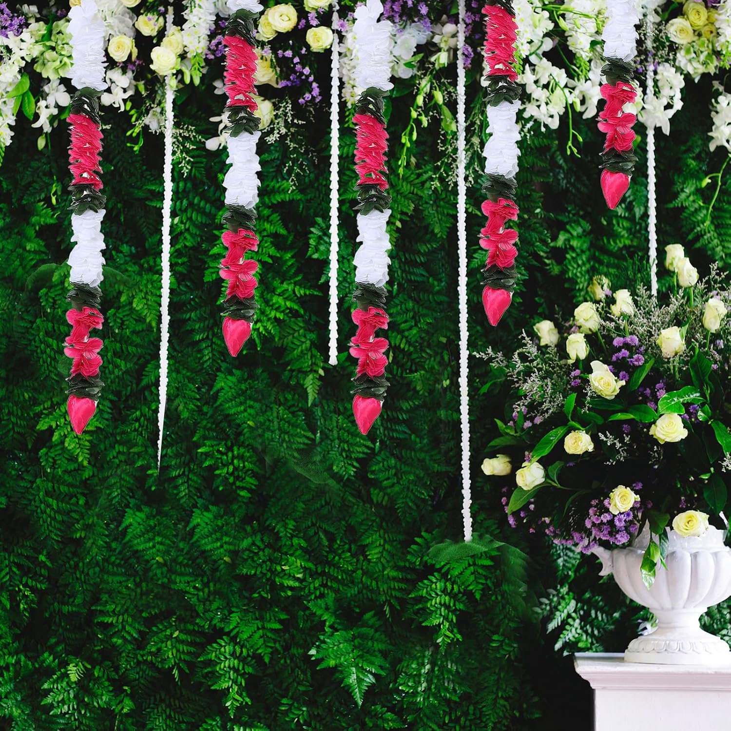 Mipcase 5pcs Artificial Arch Flowers Garland with Greenery Vines, Plastic Fake Flower Decorations for Wedding and Party Setups, Easy Installation and Fade Resistant Floral Wall Backdrop
