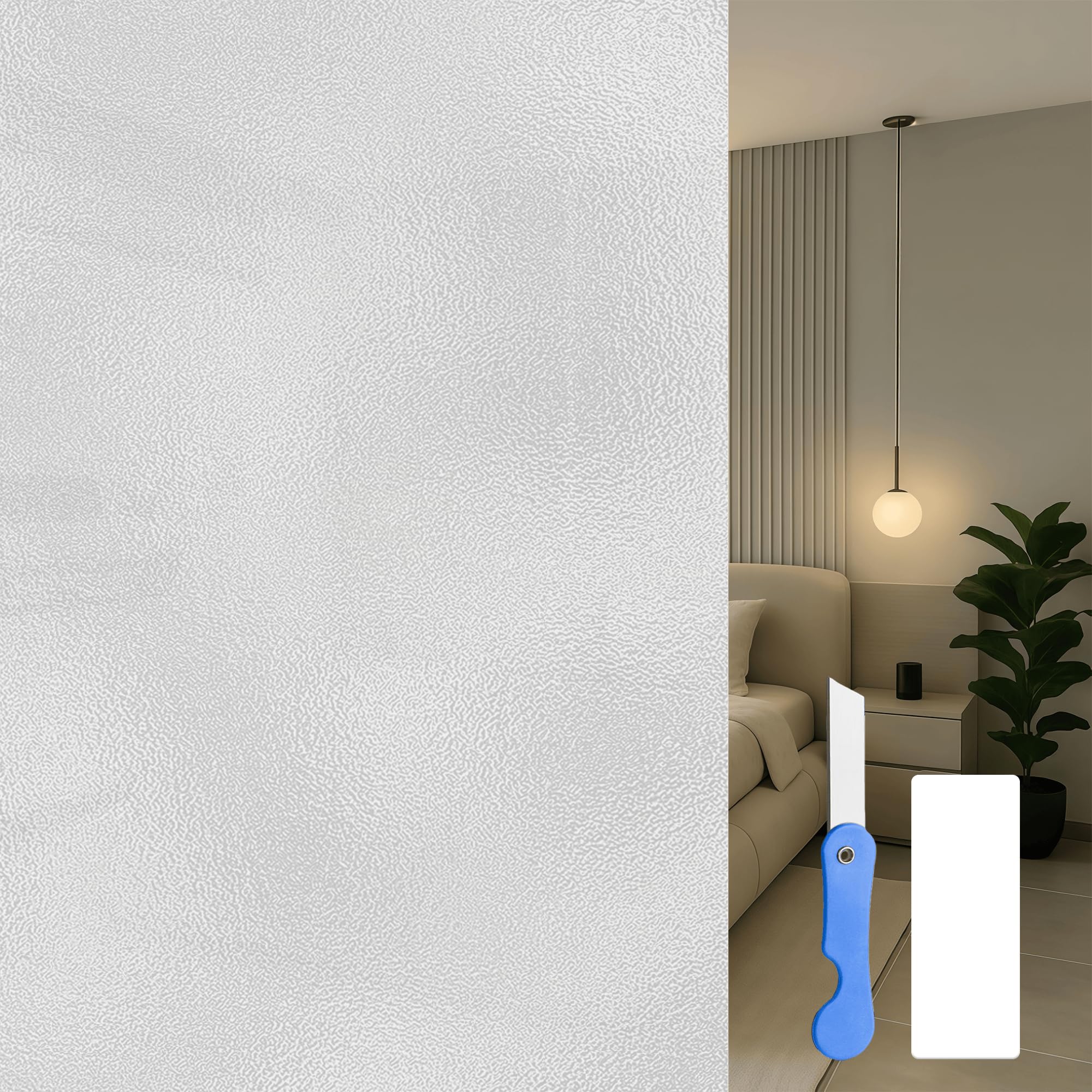 Fensterfolie Milchglasfolie 140 x 120 cm Ohne Klebstoff Milchglasfolie Selbstklebend Wiederverwendbar für Bad Küche Zuhause Büro, Weiß