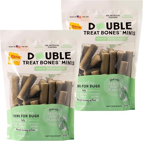 Ultra Chewy Denta-Mint Minis - Paquete económico de golosinas dentales para perros Hecho en los Estados Unidos golosinas saludables fáciles de