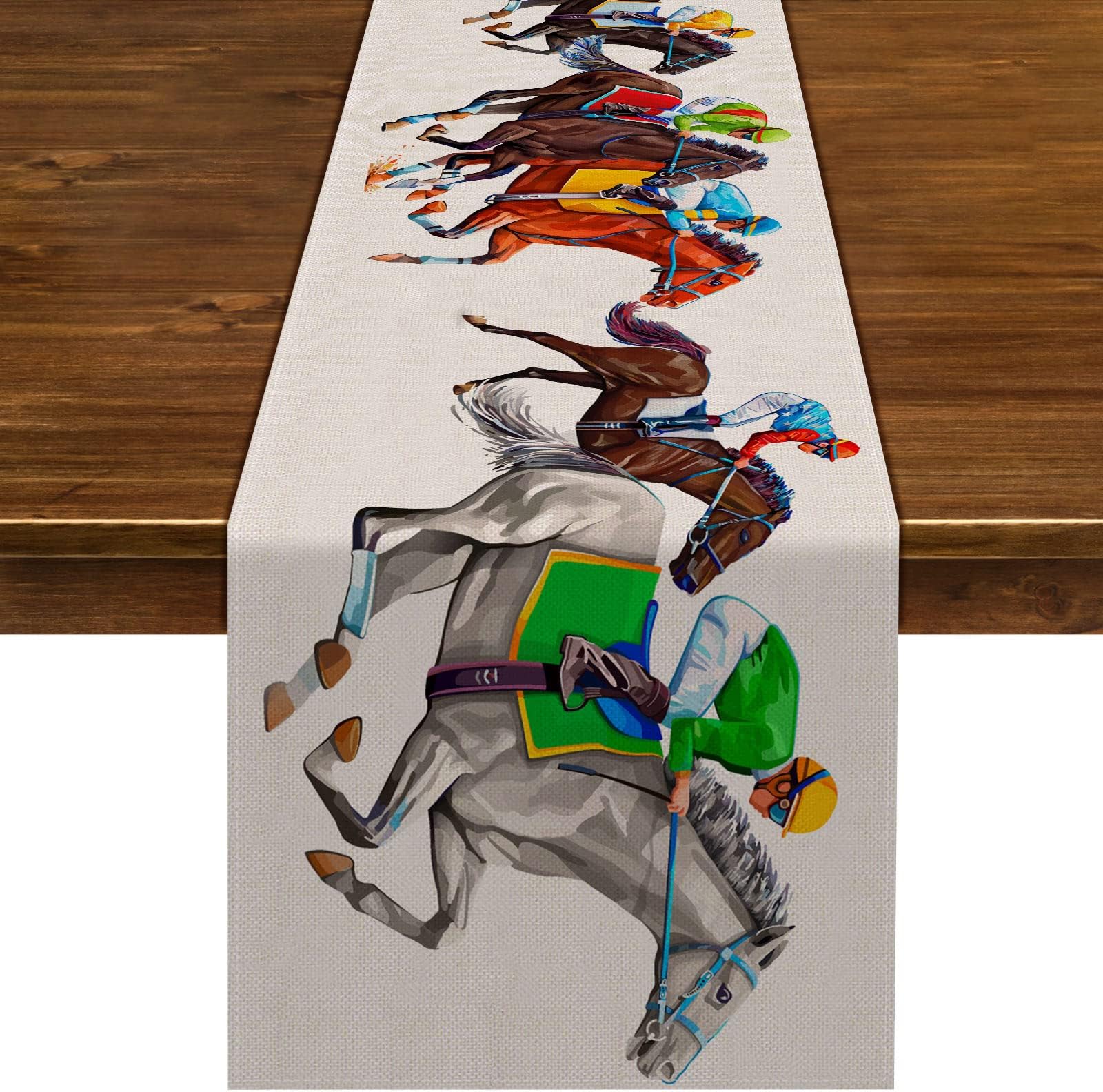 Nepnuser Kentucky Table Runner 2026 Horse Racing Party Decoration Rustic Farmhouse Home Dining Room Kitchen Table Decor (13" x 72")