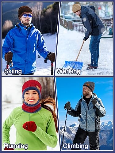Miniatura 7 de Juego de 24 piezas de gorro de invierno, bufanda, guantes y calcetines, gorro de punto con forro polar, gorro de punto con forro polar, calentador