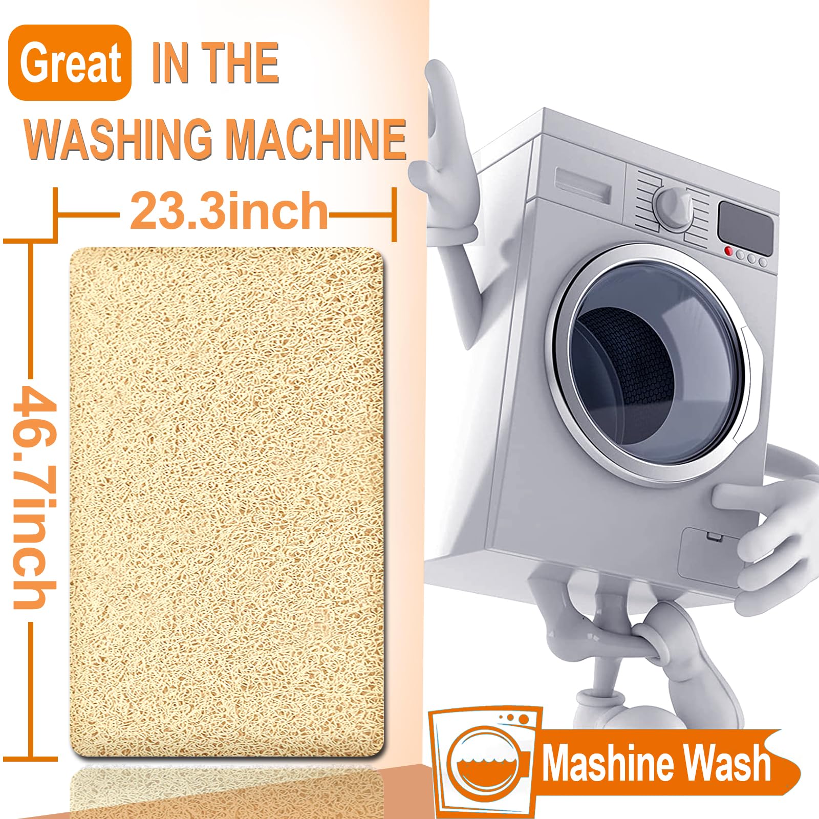 Alfombrillas de ducha antideslizantes para personas mayores, 24 x 47 pulgadas, tapete de lufa extra grande antideslizante para ducha, tapete de baño antideslizante para ancianos, color beige