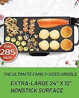 Vista 3 de Plancha eléctrica antiadherente extra grande de 22 pulgadas, placa extraíble, asas extraíbles de tacto fresco y bandeja de goteo deslizante, para 12