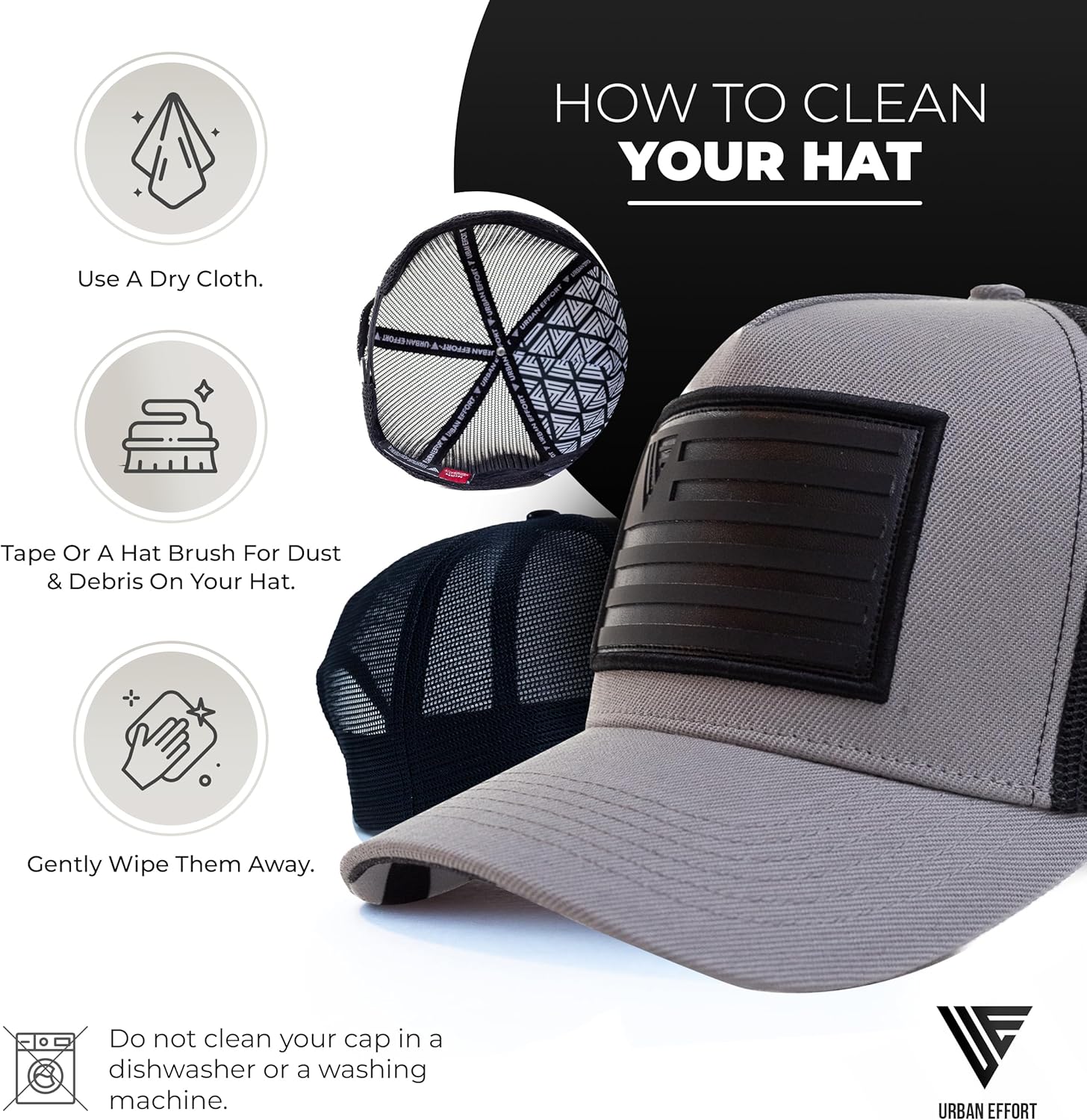 Urban Effort Snapback Trucker Hat | Breathable Mesh Baseball Cap for Men & Women Adjustable Fit American Flag Hat for Casual (Gray), Small-X-Large, Camo