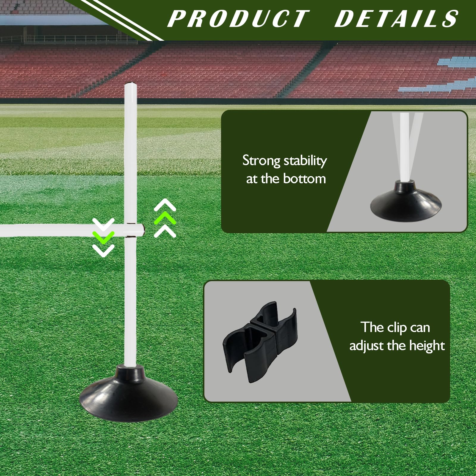 TNZMART Postes de agilidad blancos de 4.9 pies y 3.3 pies, obstáculos ajustables para equipo de entrenamiento de velocidad de fútbol, pista y campo