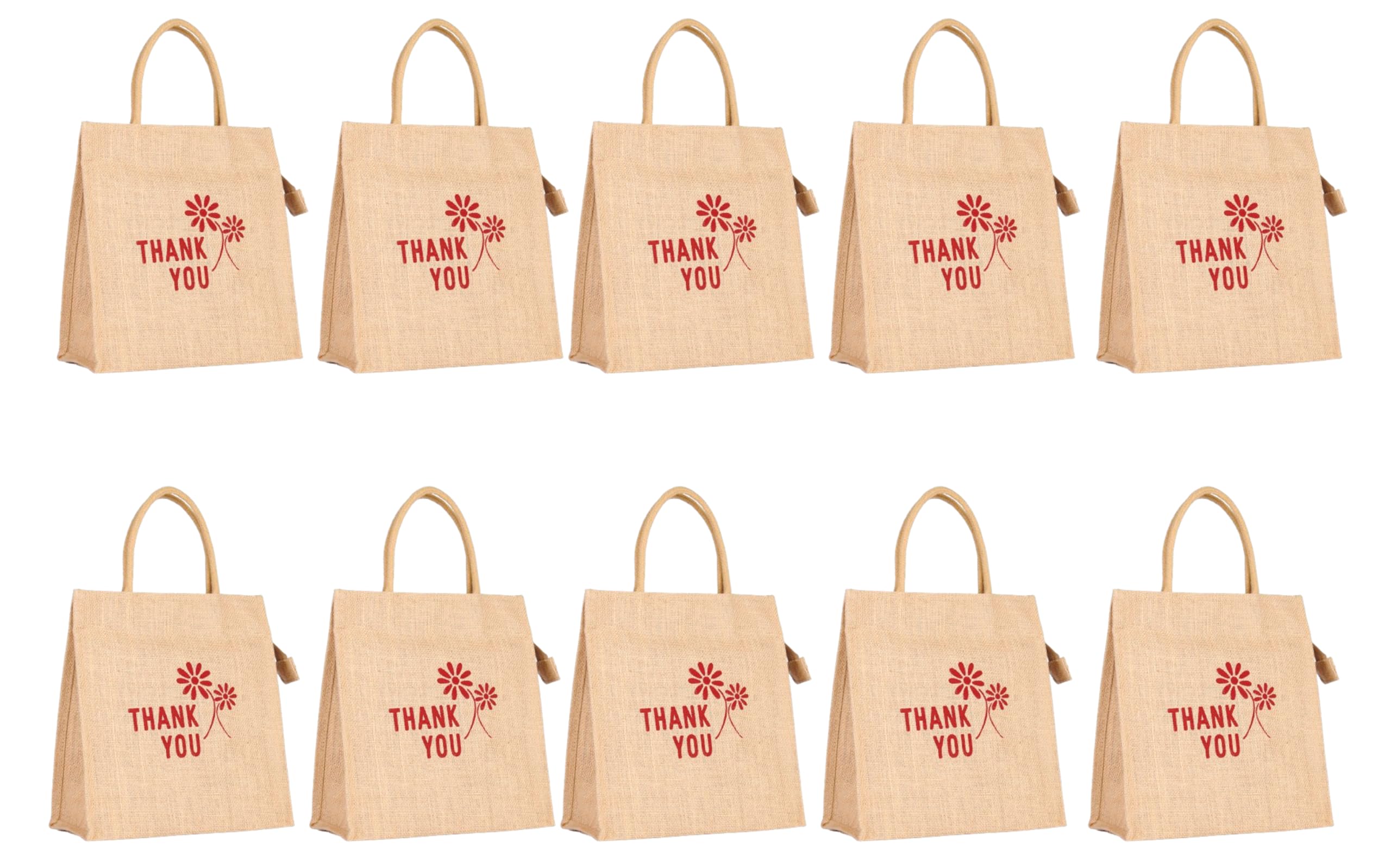 Soman Jute Ecofriendly Return Gift Bags (Tote style) Thank you printed with Zip Natural Pack of 10 Bags-image-32