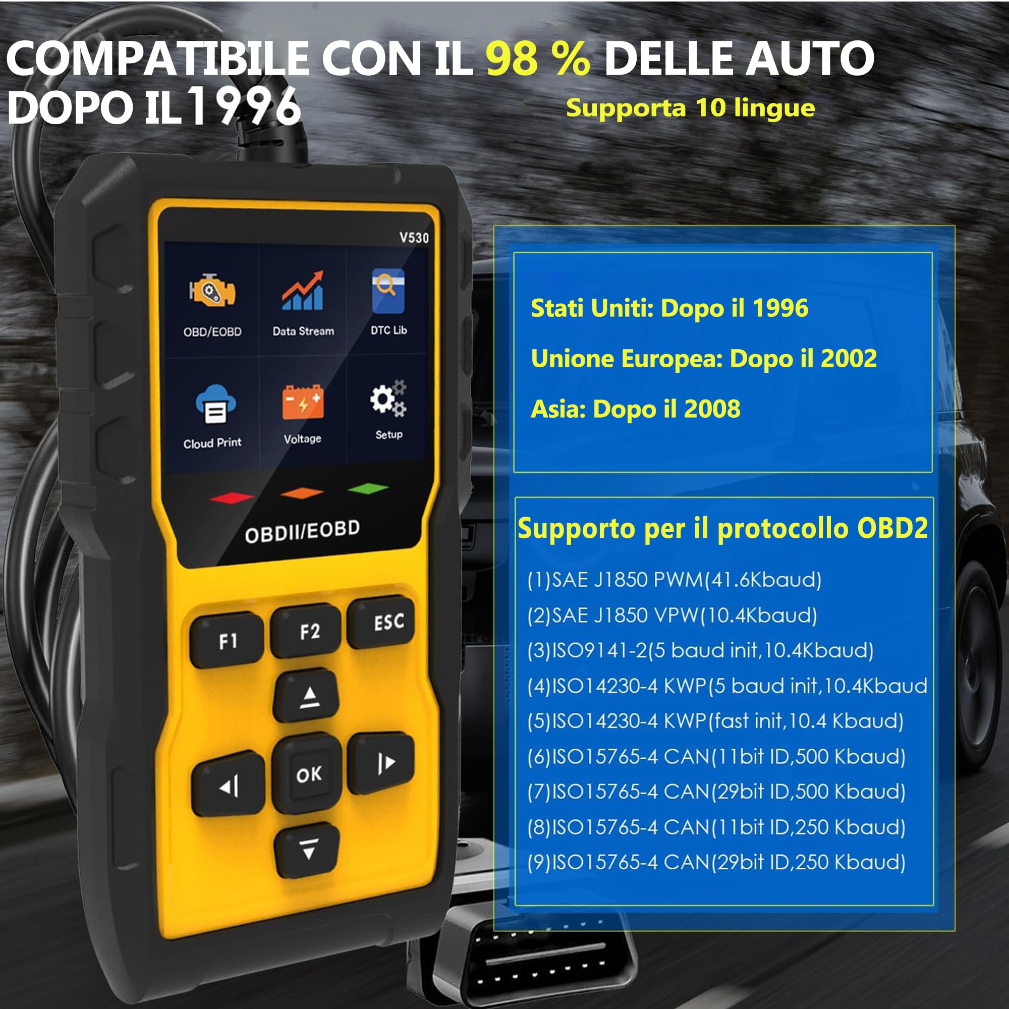 OBD2 Auto Diagnostica, 35900 Code Banca Dati, OBD Diagnostica in italiano, Adatto per Maggior Parte Auto