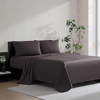 Vera Wang - King Size Sheets Set, Moisture-Wicking & Smooth Cooling Cotton, Lightweight for Year Round Comfort- Bed Sheets with Matching Pillowcases & Fitted Sheet (Cool Comfort Brown)