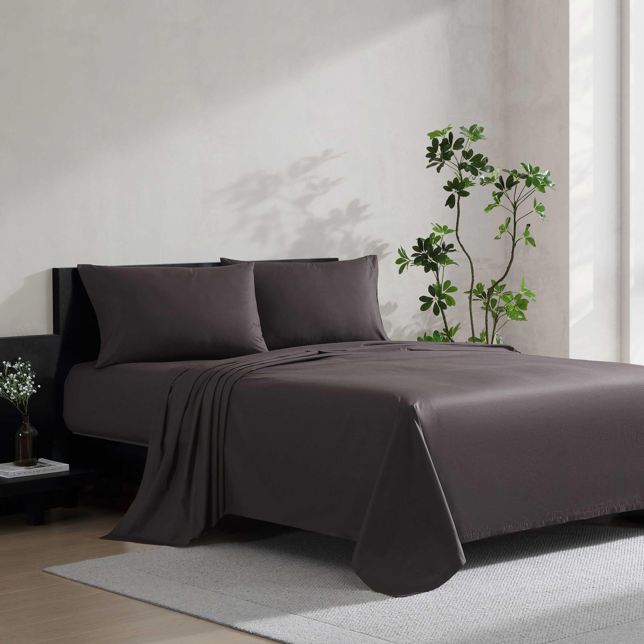 Draps de lit anti-transpiration Vera Wang en coton évacuant l'humidité pour grand lit