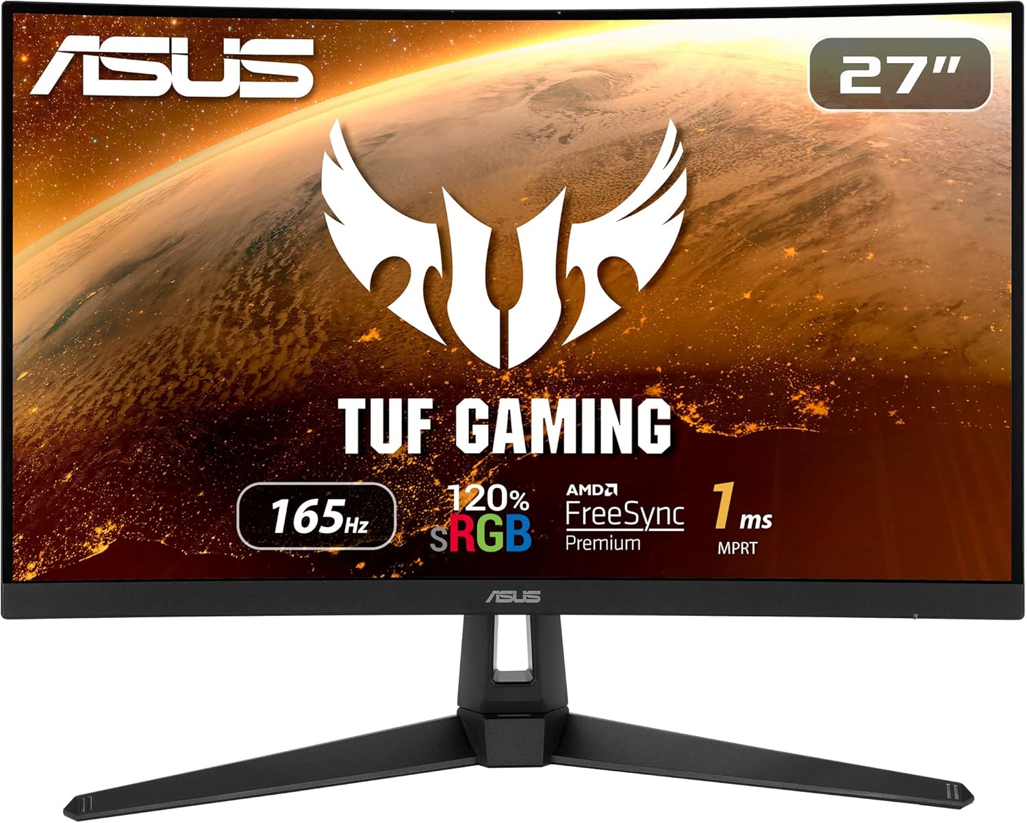 ASUS TUF Gaming VG27VH1B Gaming Monitor –27 Full HD (1920x1080), 165Hz, Extreme Low Motion Blur™, Adaptive-sync, FreeSync™ Premium, 1ms (MPRT), Curvo ASUS TUF Gaming VG27VH1B Gaming Monitor –27 Full HD (1920x1080), 165Hz, Extreme Low Motion Blur™, Adaptive-sync, FreeSync™ Premium, 1ms (MPRT), Curvo