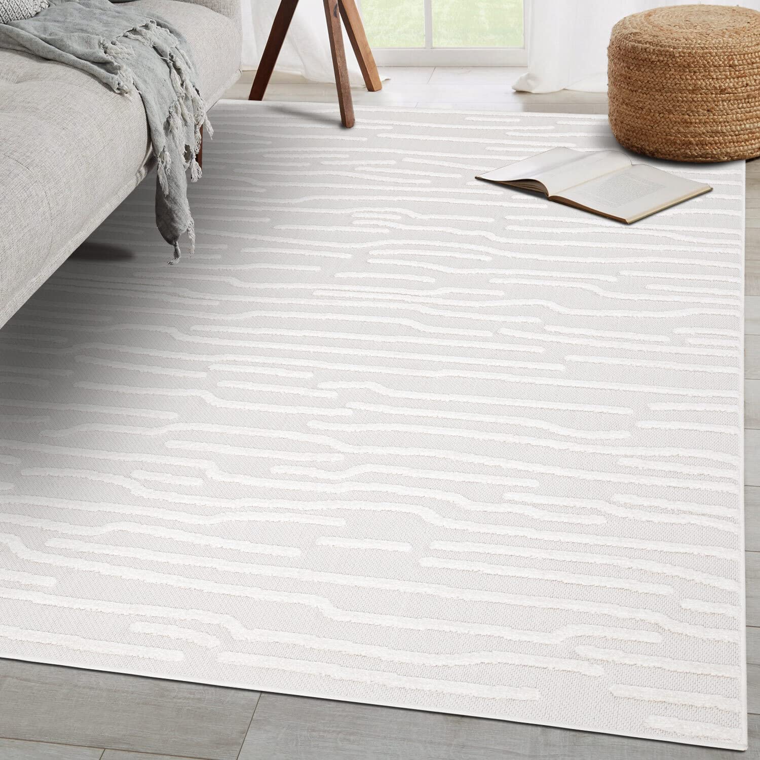 carpet city Tappeto per interni ed esterni, 280 x 380 cm, per interni ed esterni, resistente alle intemperie, per balcone, terrazza, corridoio, cucina, soggiorno, alta profondità, effetto 3D, motivo a