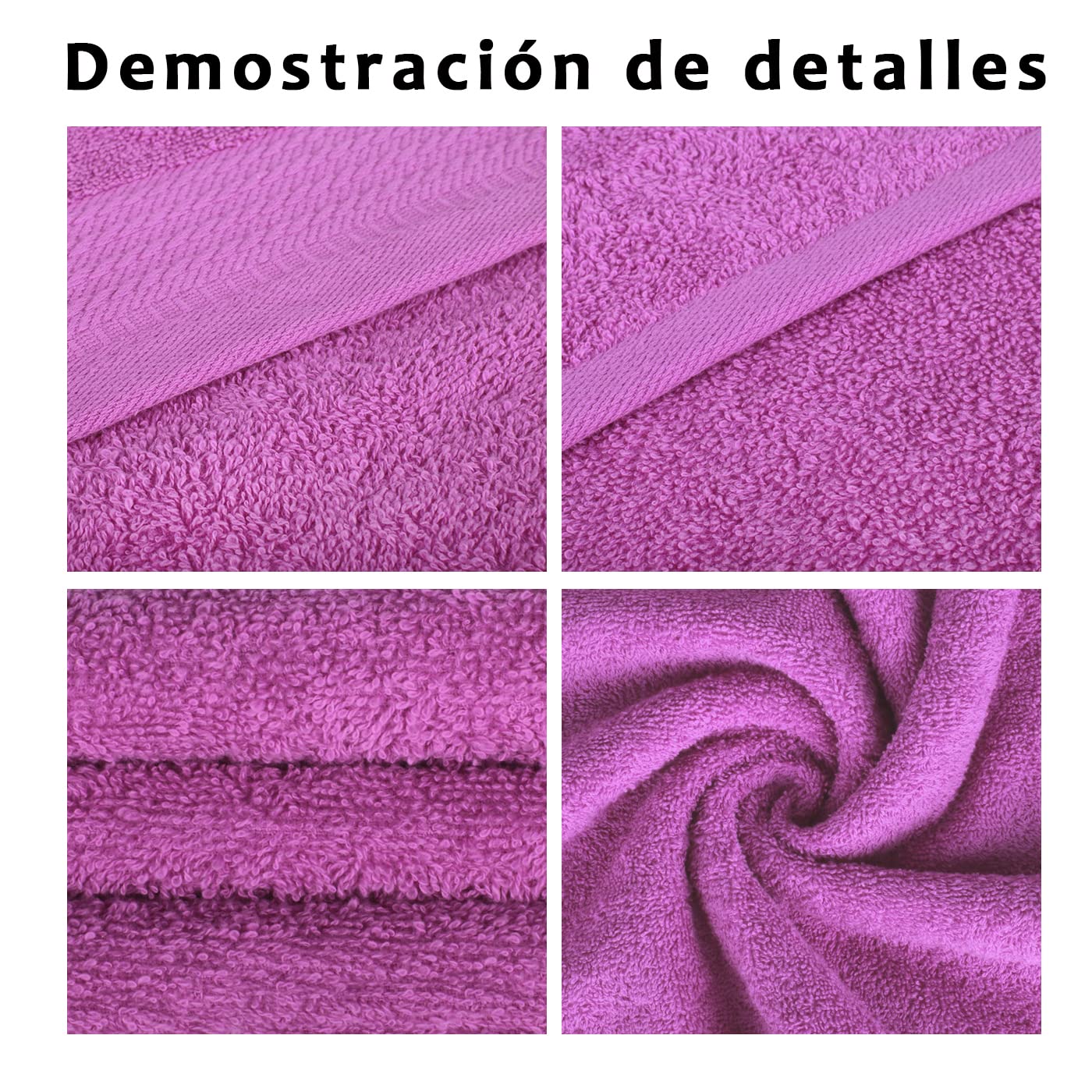 MERCURY TEXTIL Juego 4 Toallas de Baño y Manos 500gsm 100% Algodón Fucsia