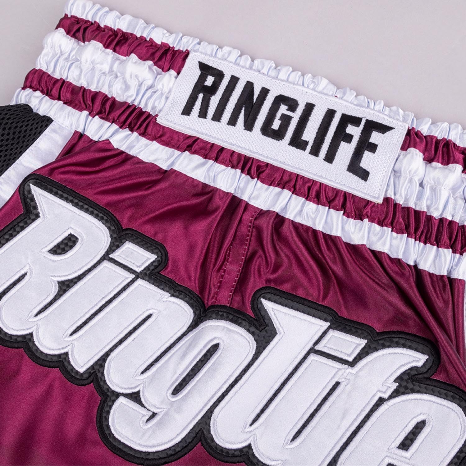 Muay Thai Shorts, Represent, Rot-schwarz, Kickboxhose für Training & Wettkampf, Thaibox Shorts Satin, Atmungsaktiv, Langlebig, Kampfsporthose für MMA, K1, Boxen, Thai Boxen