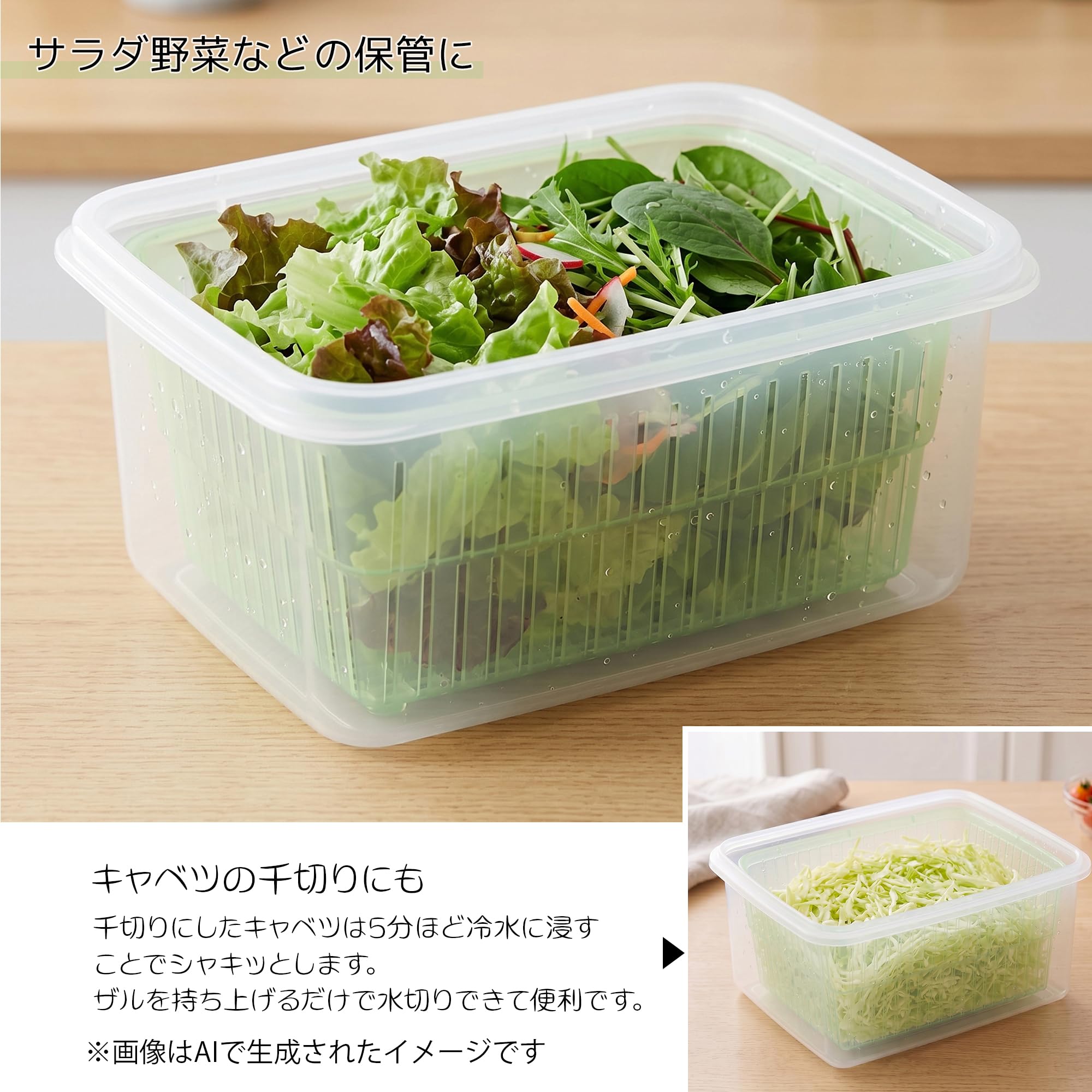 Amazon｜サンコープラスチック ザル付Dパック グリーン D-9d AZL8606