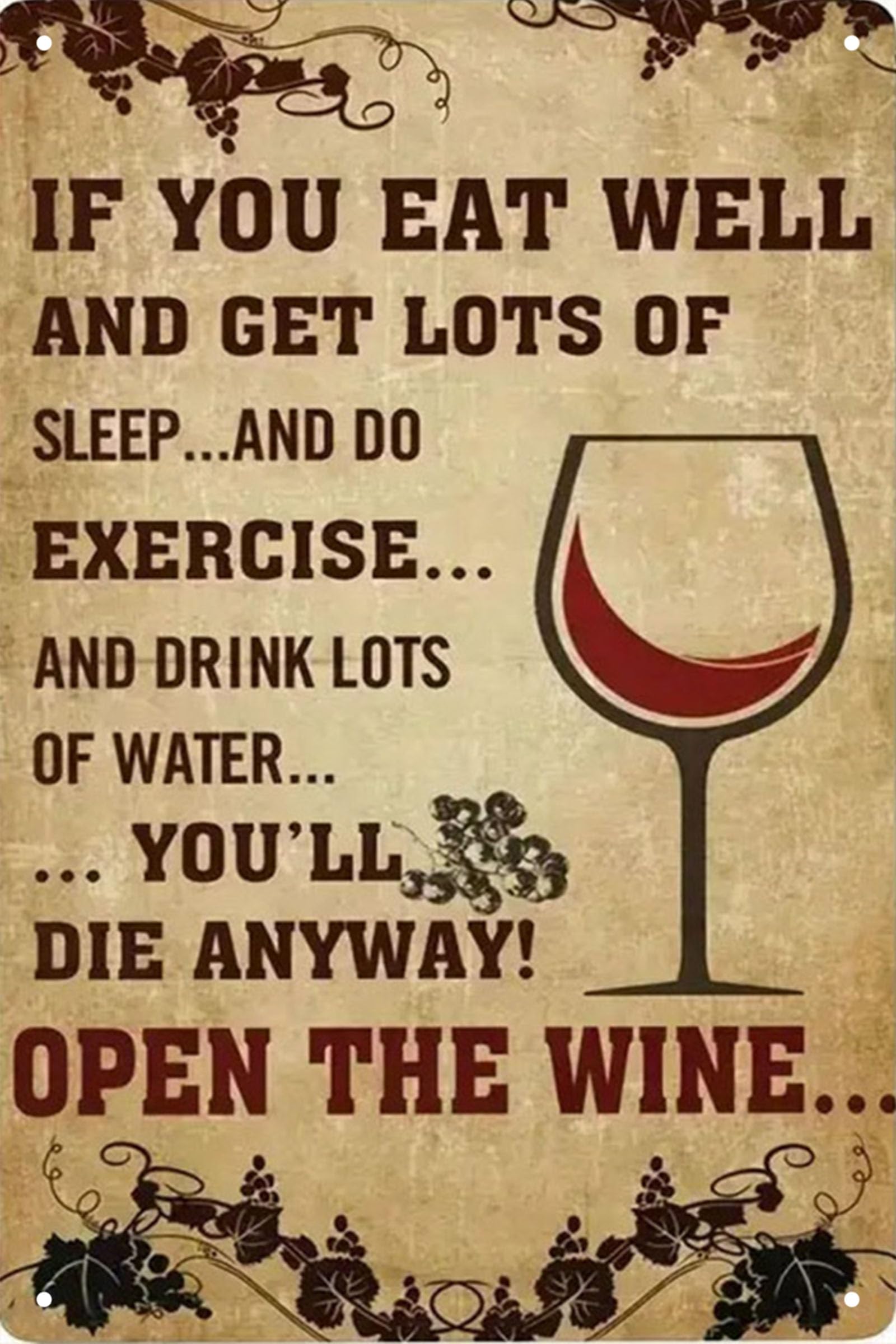Formeyart Open The Wine Vintage Room Metal Sign,Retro Funny Home Tin Sign,Wall Aesthetics And Decor For Kitchen Bar Pub Club Cafe Living Room Restaurant Shop Office 8X12 Inches (Open The Wine)