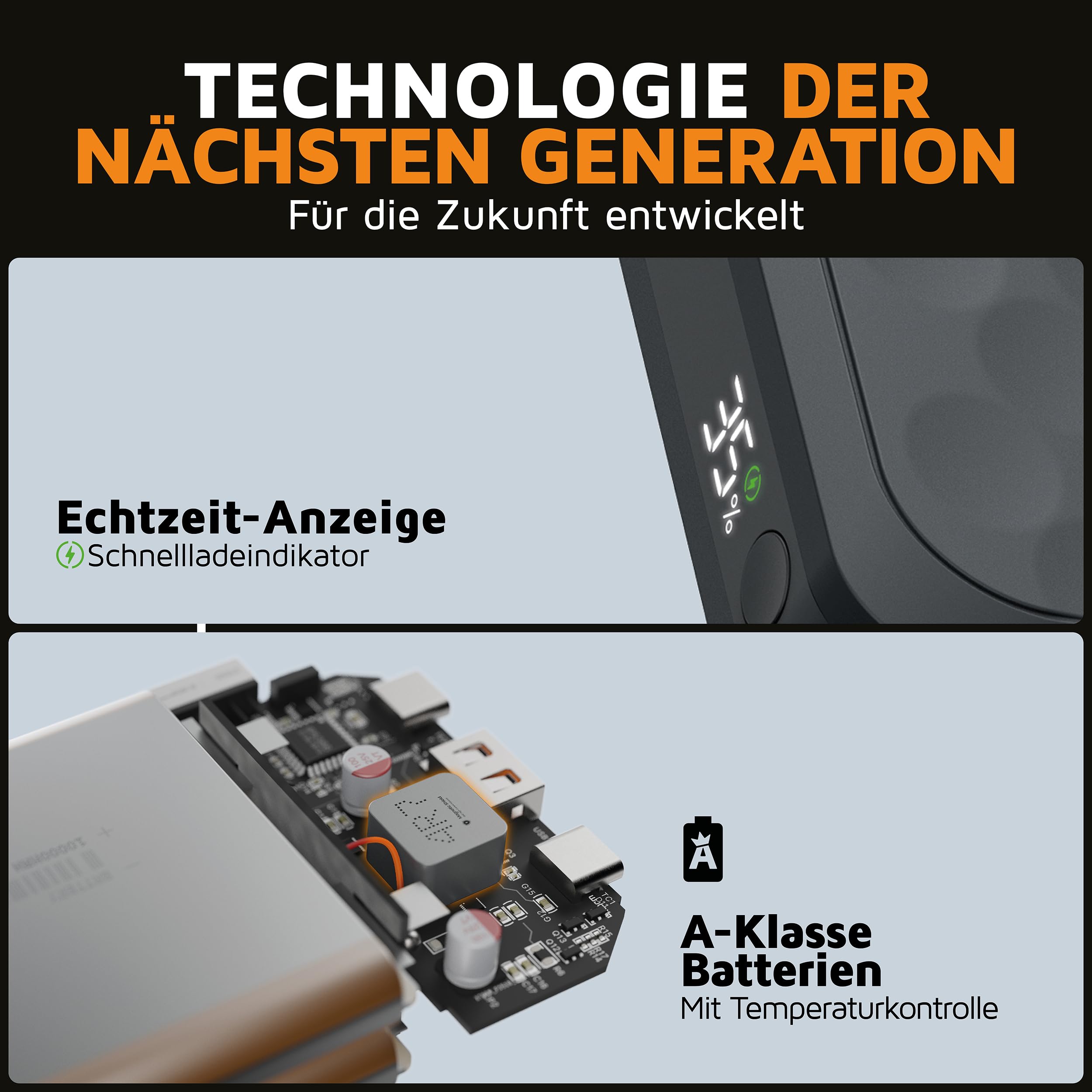 Xtorm 67W Fuel Serie 5 Powerbank 45.000mAh, LED-Anzeige, 2 x USB-C / 1 x USB-A, 100% GRS Material, Sicherheitsfunktionen, Geeignet für Samsung und iPhone, Schwarz