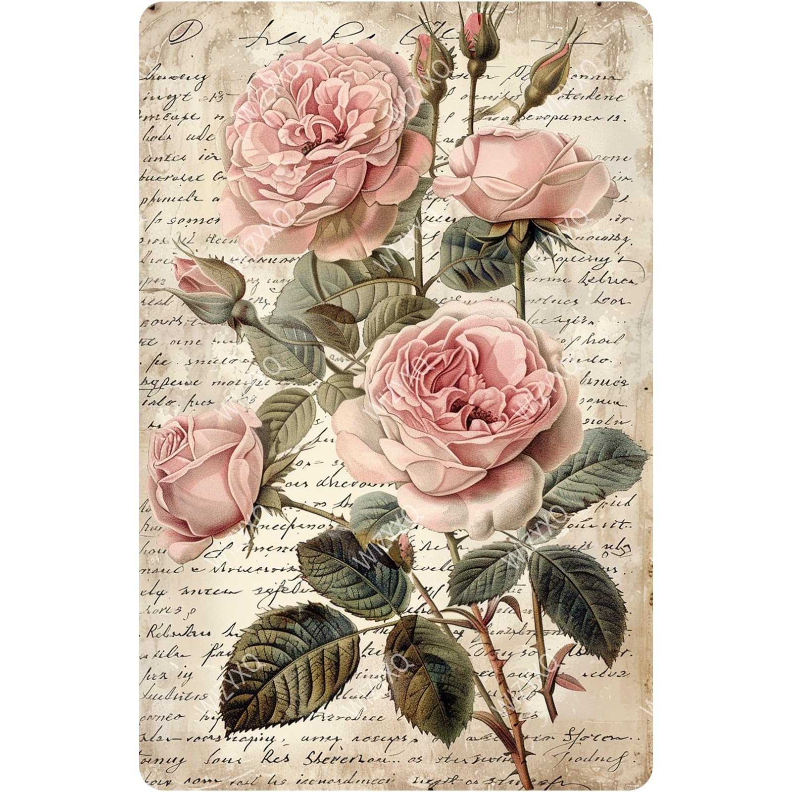 WIZYXQ Flowers Metal Signs Rose Sign Vintage Tin Sign Retro Aluminum Sign Wall Decor for Living Room Bedroom Garden Greenhouse Yard Shop Bar