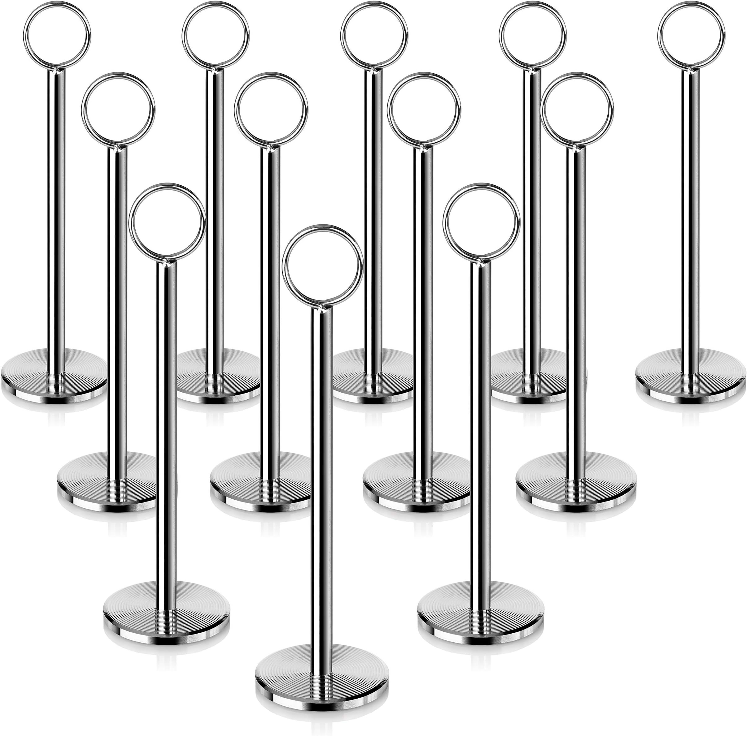 New Star Foodservice 23336 Split-Ring Style Place Card/Table Number Holder, 8 inch, Silver, Set of 12