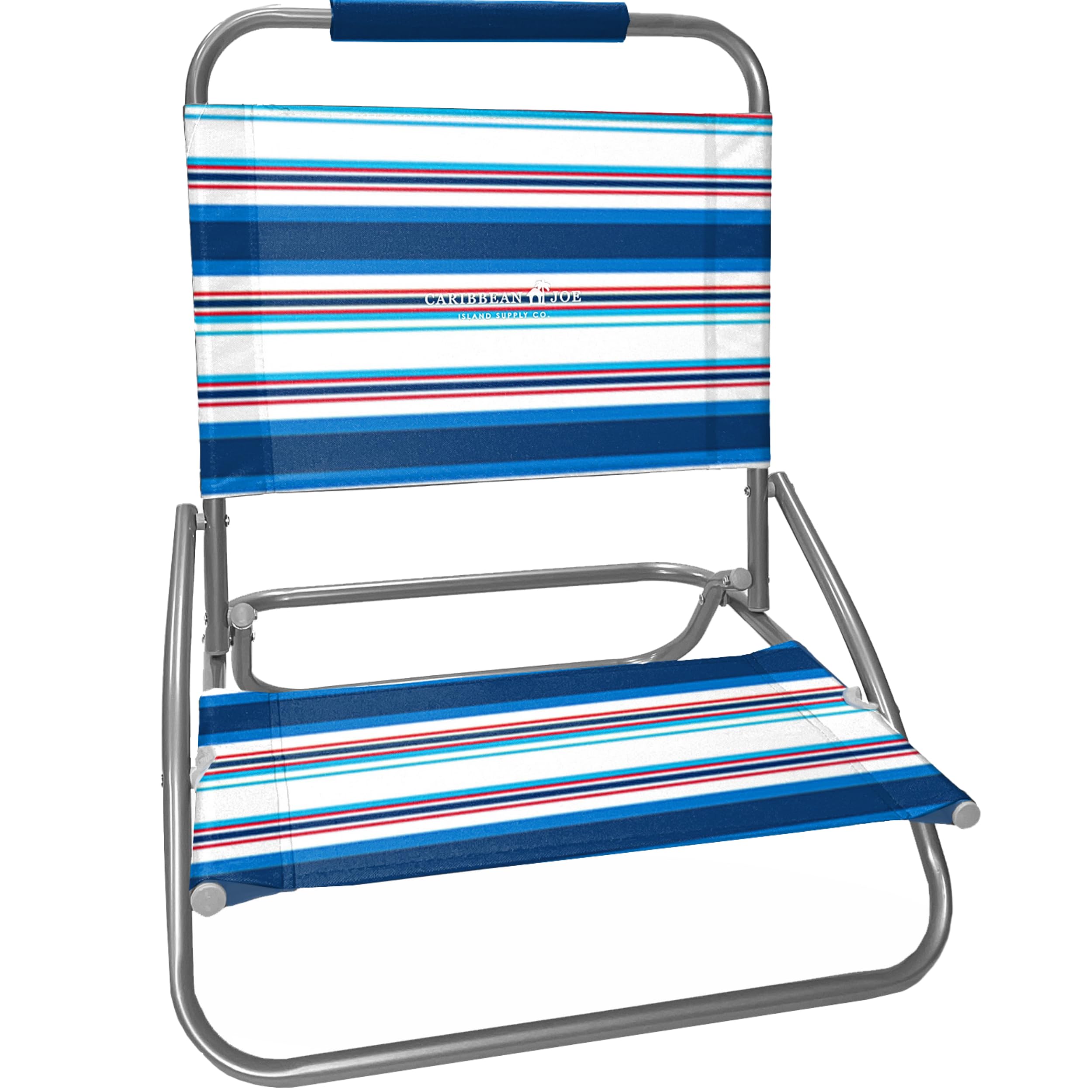 Caribbean Joe Folding Beach Chair, 1 Position Lightweight and Portable Foldable Outdoor Camping Chair, Red, White and Blue Stripe