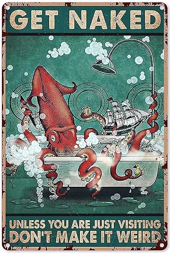 Cabenrm Letrero de metal divertido con cita de pulpo para decoración de pared, letrero de lata vintage de pulpo para oficina, hogar, aula, baño,