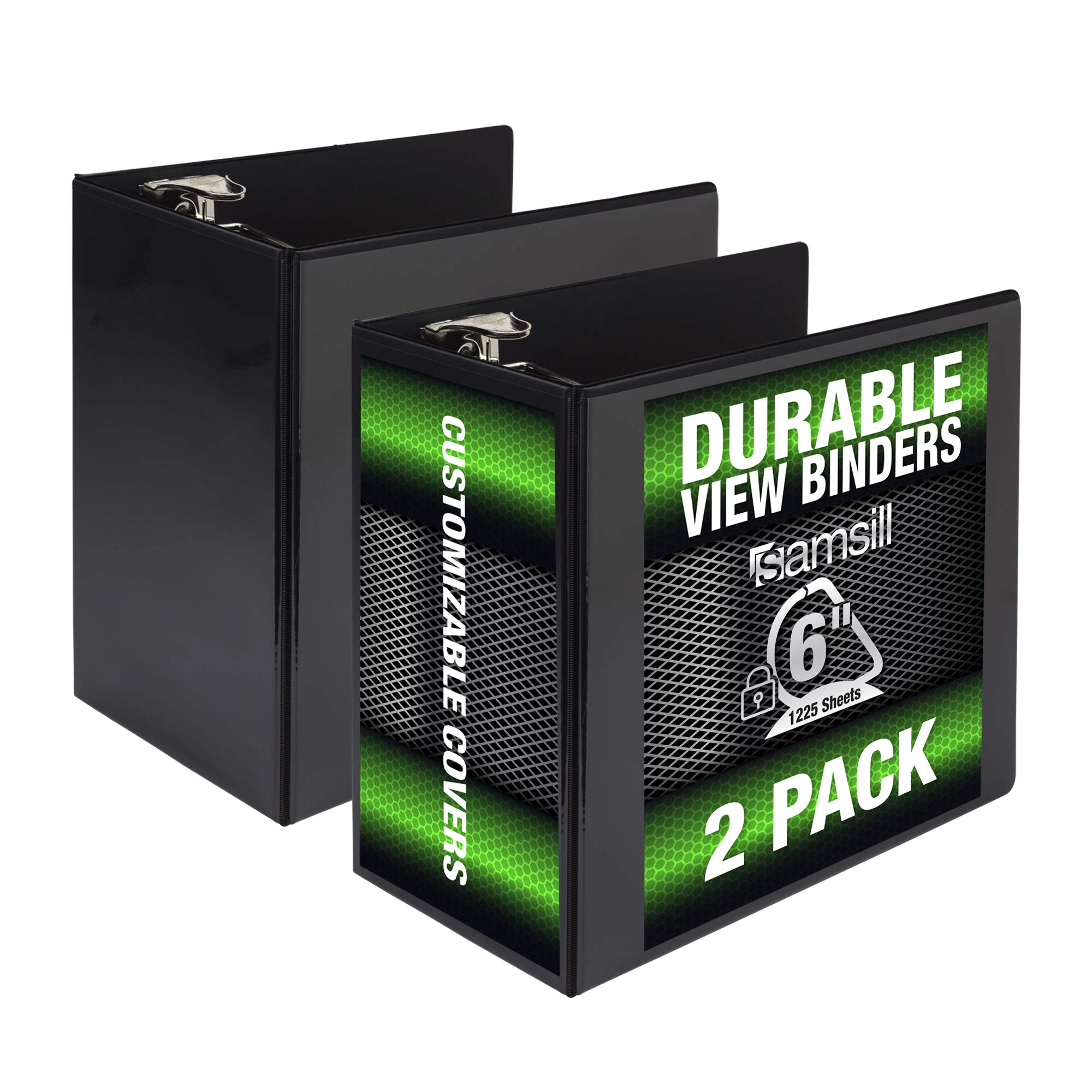 Photo 1 of Samsill Durable 6 inch 3 Ring Binder, Locking D Ring 100% Recycled Chipboard, Black, 2 Pack