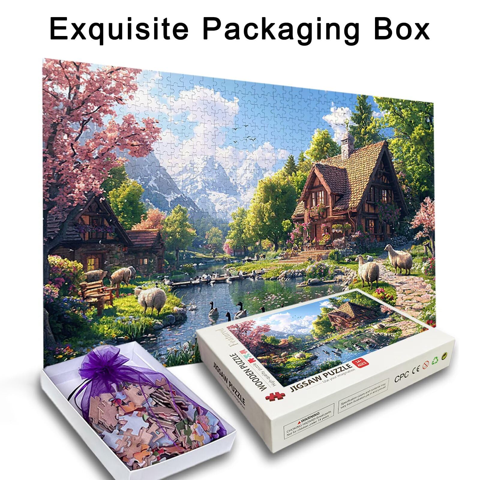 Puzzle dla dorosłych 4000, puzzle krajobrazowe dla dorosłych, puzzle ogrodowe, 4000 elementów, drewniane puzzle z wykwintnym pudełkiem, niemożliwe puzzle do dekoracji wnętrz, prezenty dla kobiet