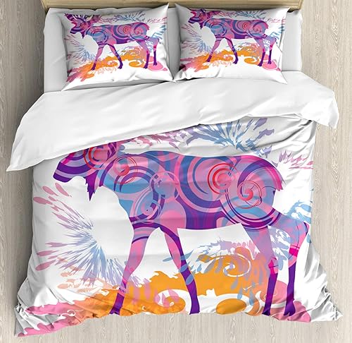 Miniatura 285 de Ambesonne Juego de funda de edredón de baloncesto, silueta de jugador de baloncesto, promoción de campeonato de competencia de atleta, juego de ropa