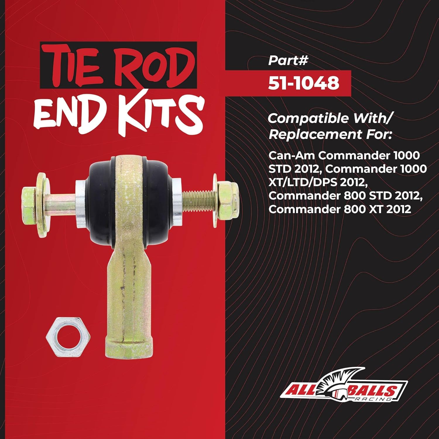 New All Balls Racing Tie Rod End Kit 51-1048 Compatible With/Replacement For Can-Am Commander 1000 XT/LTD/DPS 12