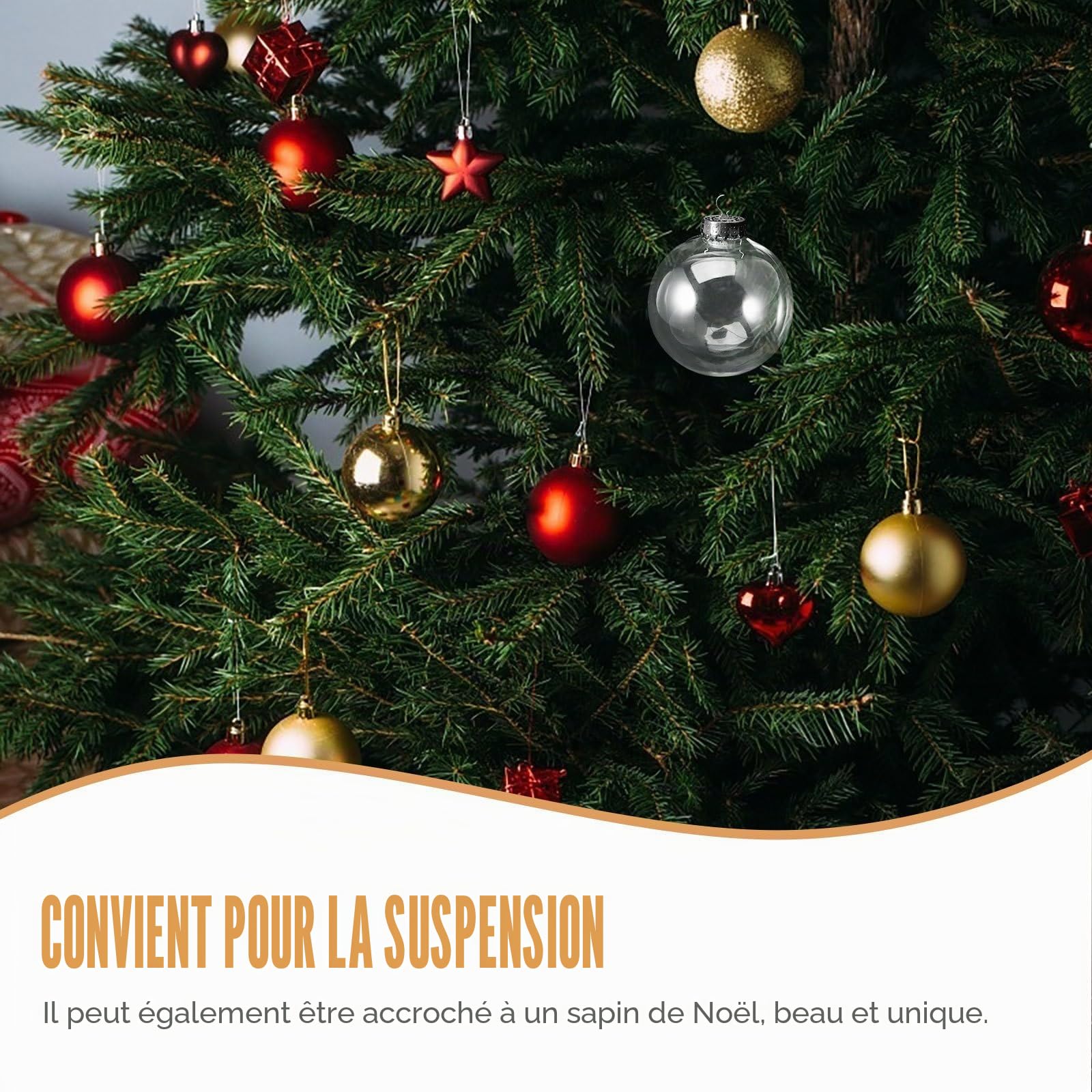SEWACC Ornements Boules D'ornement Remplissables en Plastique Transparent 10Cm 10Pcs Boules D'ornement De Noël Arbre De Noël Ornements Suspendus pour La Maison De Fête De Mariage