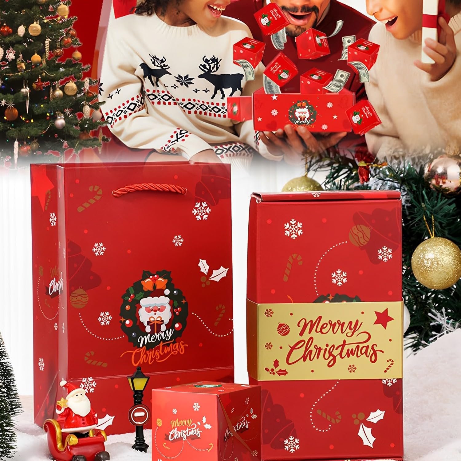 Money Gift Boxes for Cash Pop Up, Surprise Gift Box Explosion, Unique Folding Bouncing Money Box for Cash Gift, Christmas Creative Ways to Give Money Gifts, Surprise Gift Box Explosion for Money