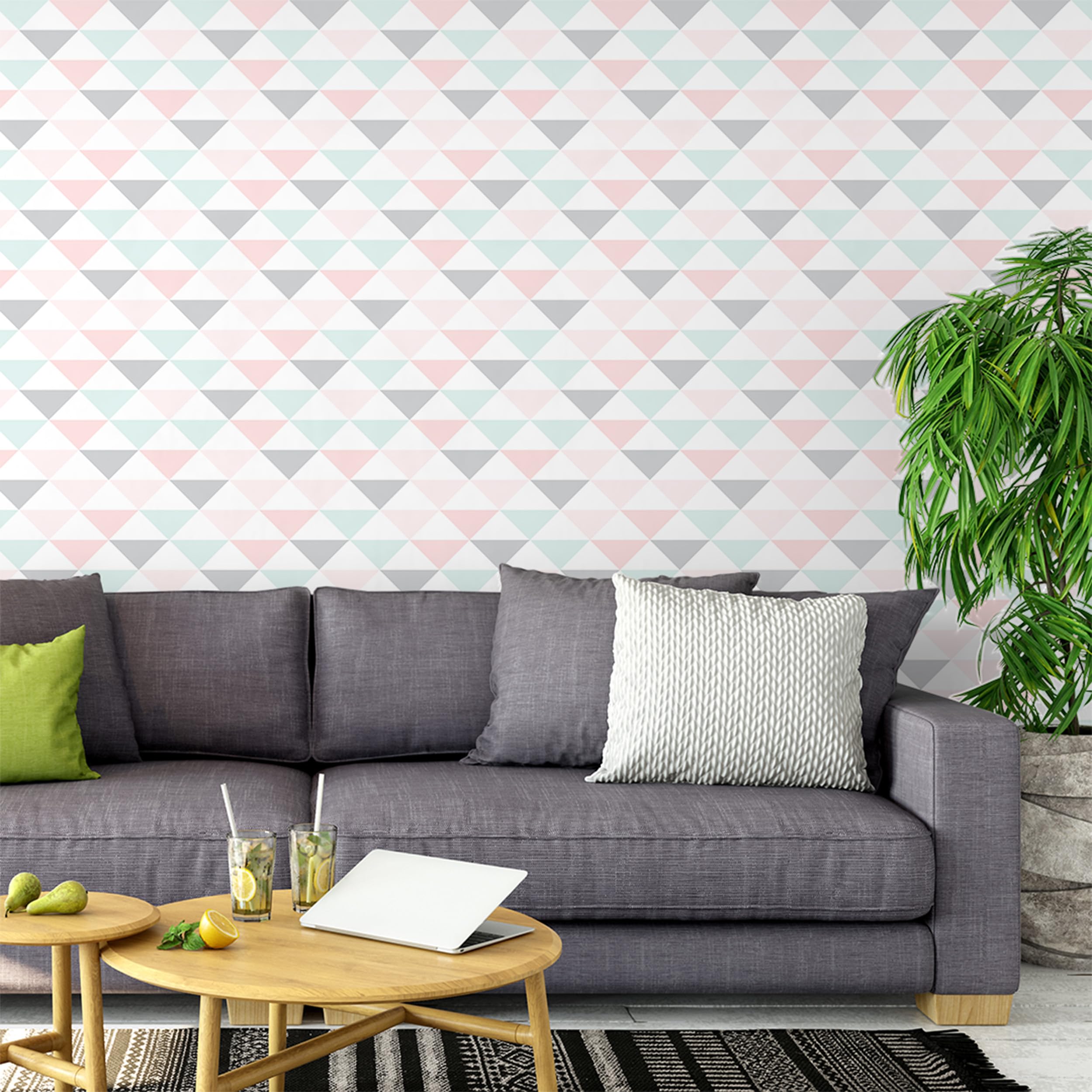 Tapeta samoprzylepna geometryczne trójkąty pastelowy skandynawski design