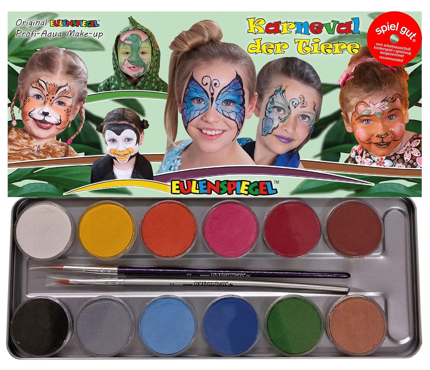 Eulenspiegel 212226 Carnival of Animals Metal Make-Up Palette Set 15 Pieces