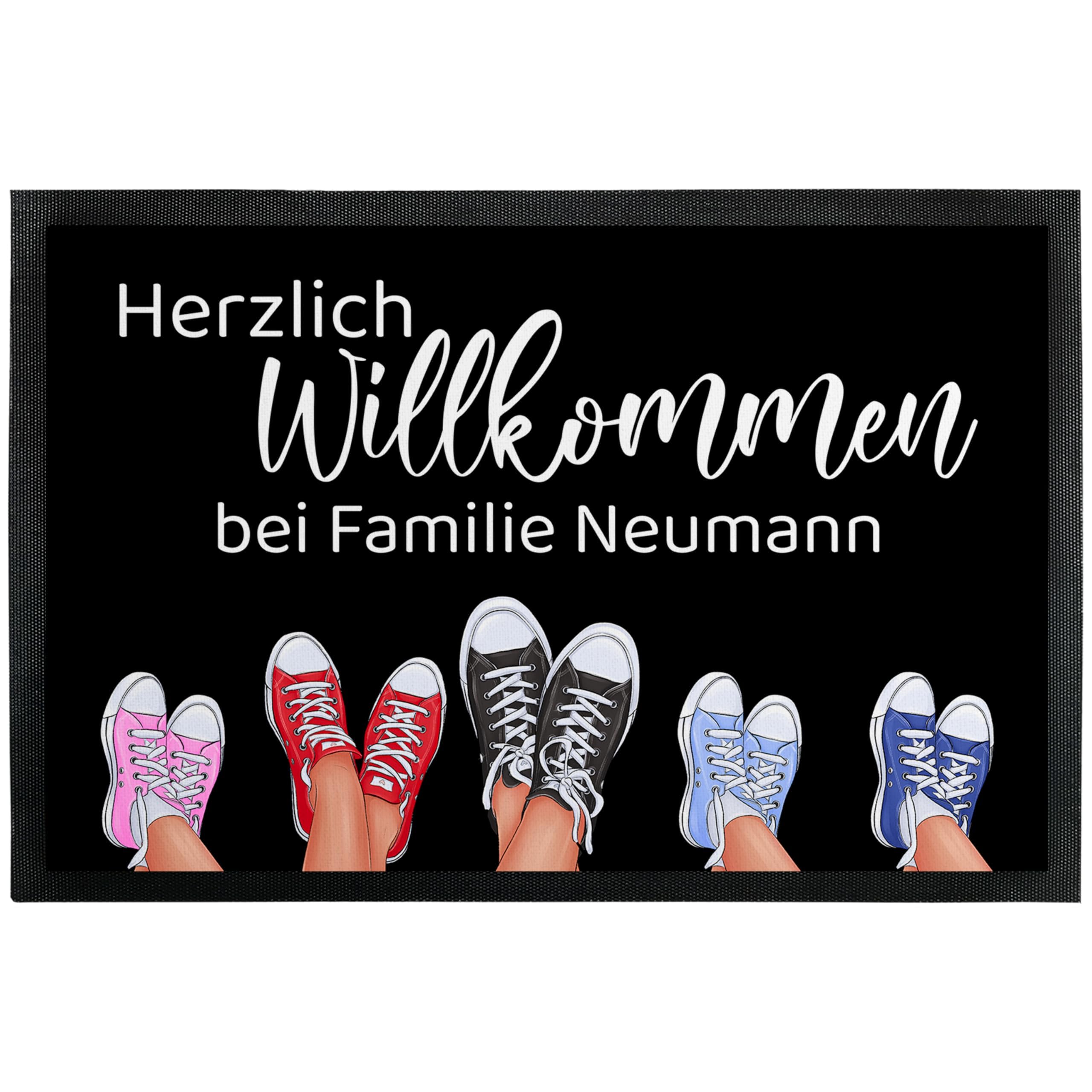 True Statements Personalisierte Fußmatte Willkommen mit Namen & Sneakers, Türmatte Innen Außen 75 x 50 cm