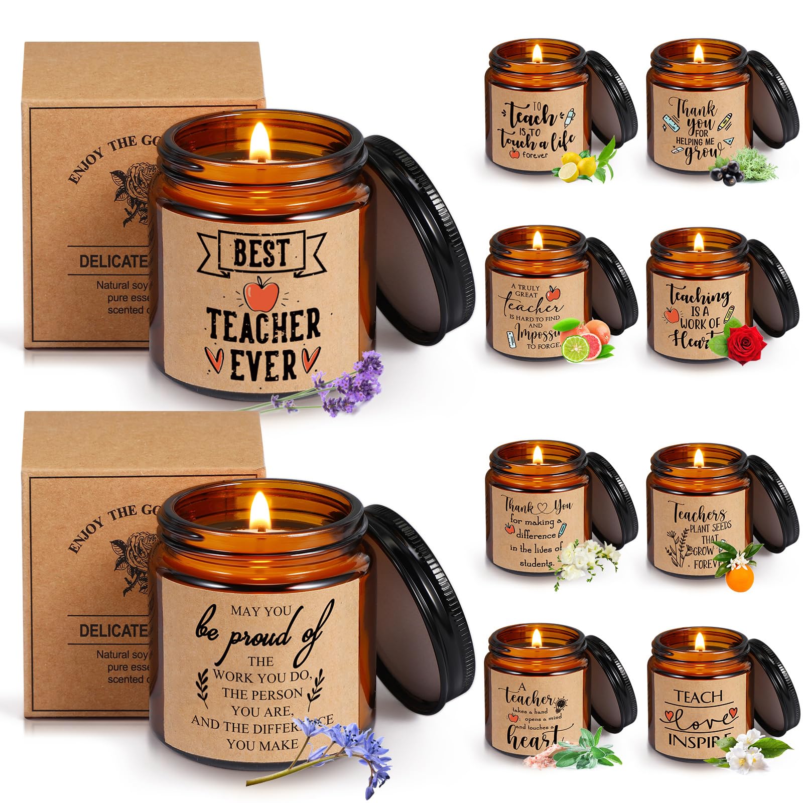 Lounsweer 10 Pcs Teacher Appreciation Gifts in Bulk 3.5 oz Teacher Candle May You Be Proud of The Work Thank You Gifts for Teachers Women Holiday