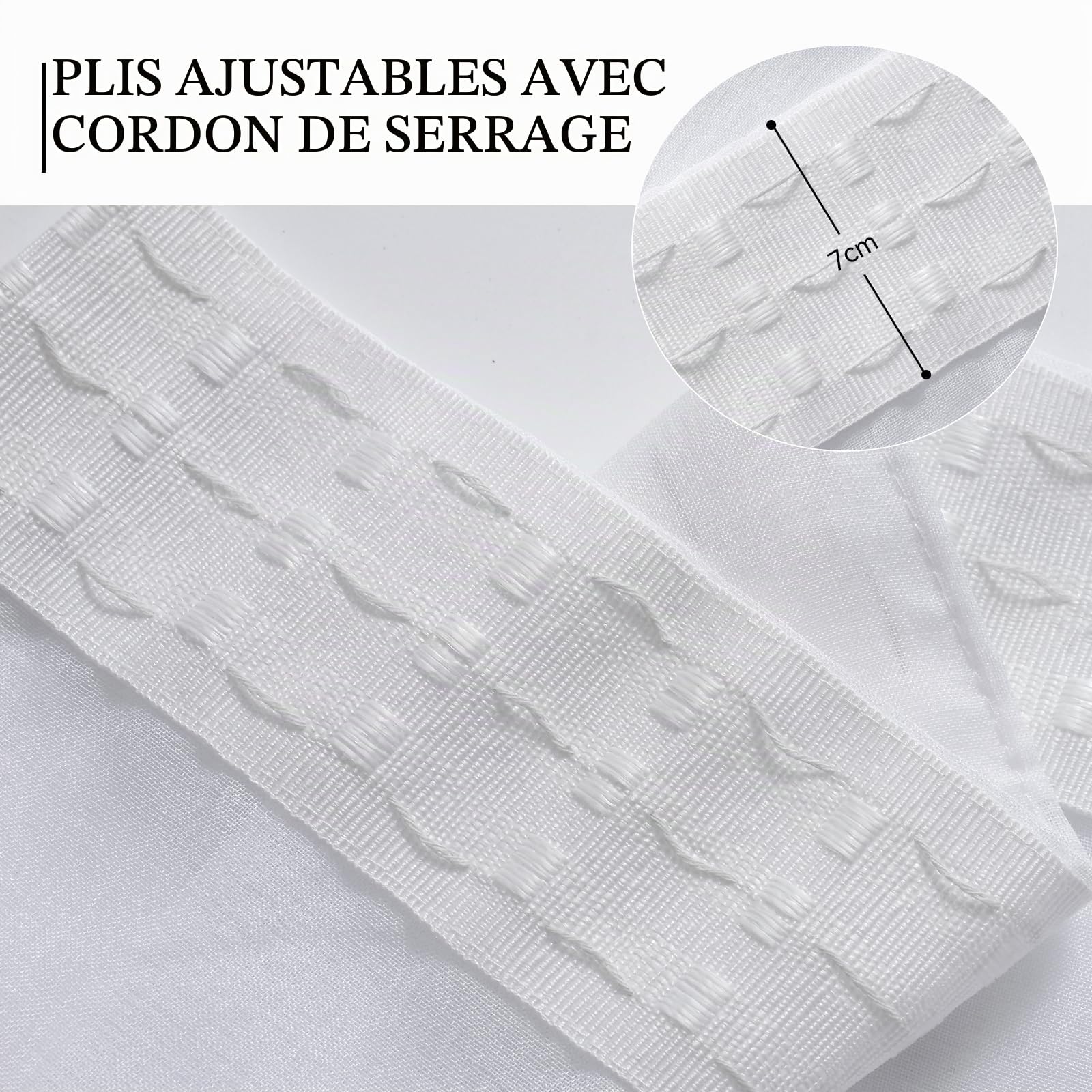 Softalker Lot de 1 Rideau Voilage 300x240 cm Grande Largeur Blanc Rideaux Salon Moderne Semi-Transparent Voile Rideau à Galon Fronceur Décoration de Fenetre Chambre Enfant Cuisine Dressing Extérieur