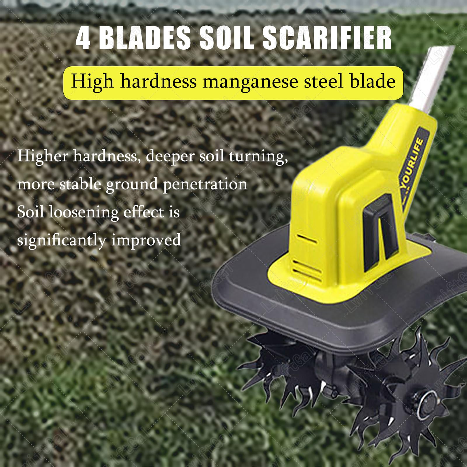 Motocoltivatore Elettrico Da Giardino Senza Fili, Coltivatore Del Terreno Con Asta Regolabile Con Batteria Ricaricabile, Ideale Per Giardini E Orti,1battery