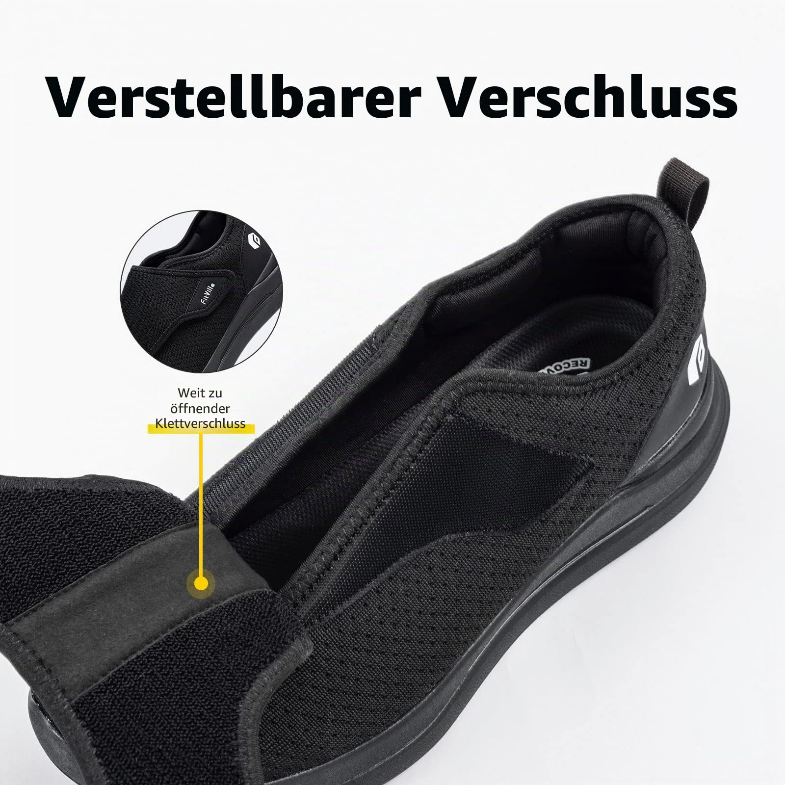 FitVille Schuhe Herren Extra Weit Senioren Pflege Hausschuhe mit Klettverschluss EasyTop Wings V2