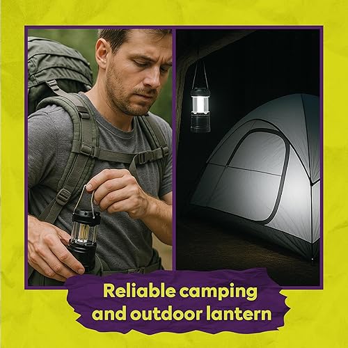 Miniatura 4 de ATack Linterna LED para campamento, funciona con pilas, paquete de 4 linternas de campamento para cortes de energía, luces colgantes plegables