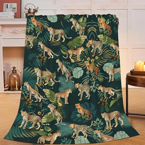 Manta de leopardo, hojas de leopardo, regalos para niños, niñas, adultos, mujere